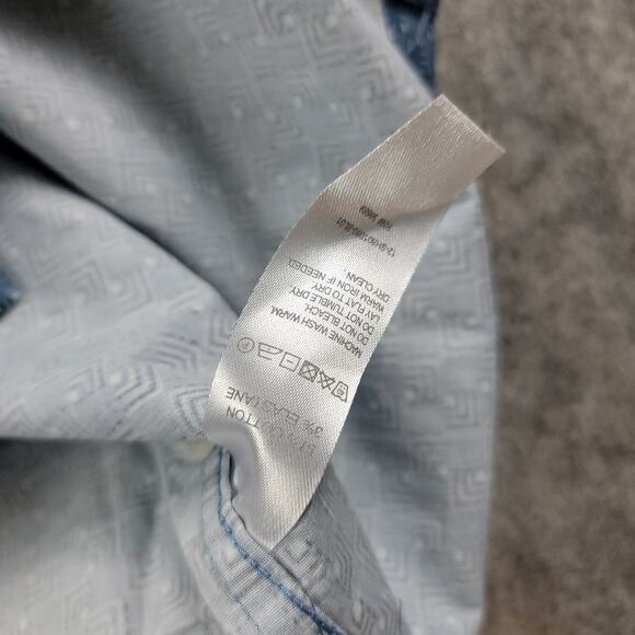 Todd Snyder Square Geo Camp Collar Button Down Shirt size L Blue NWT $158 - Picture 10 of 11